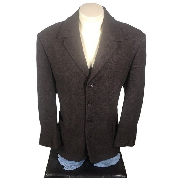 Men's Milano Uomo Brown 100% Virgin Wool Blazer 44R Lightweight Sport Coat